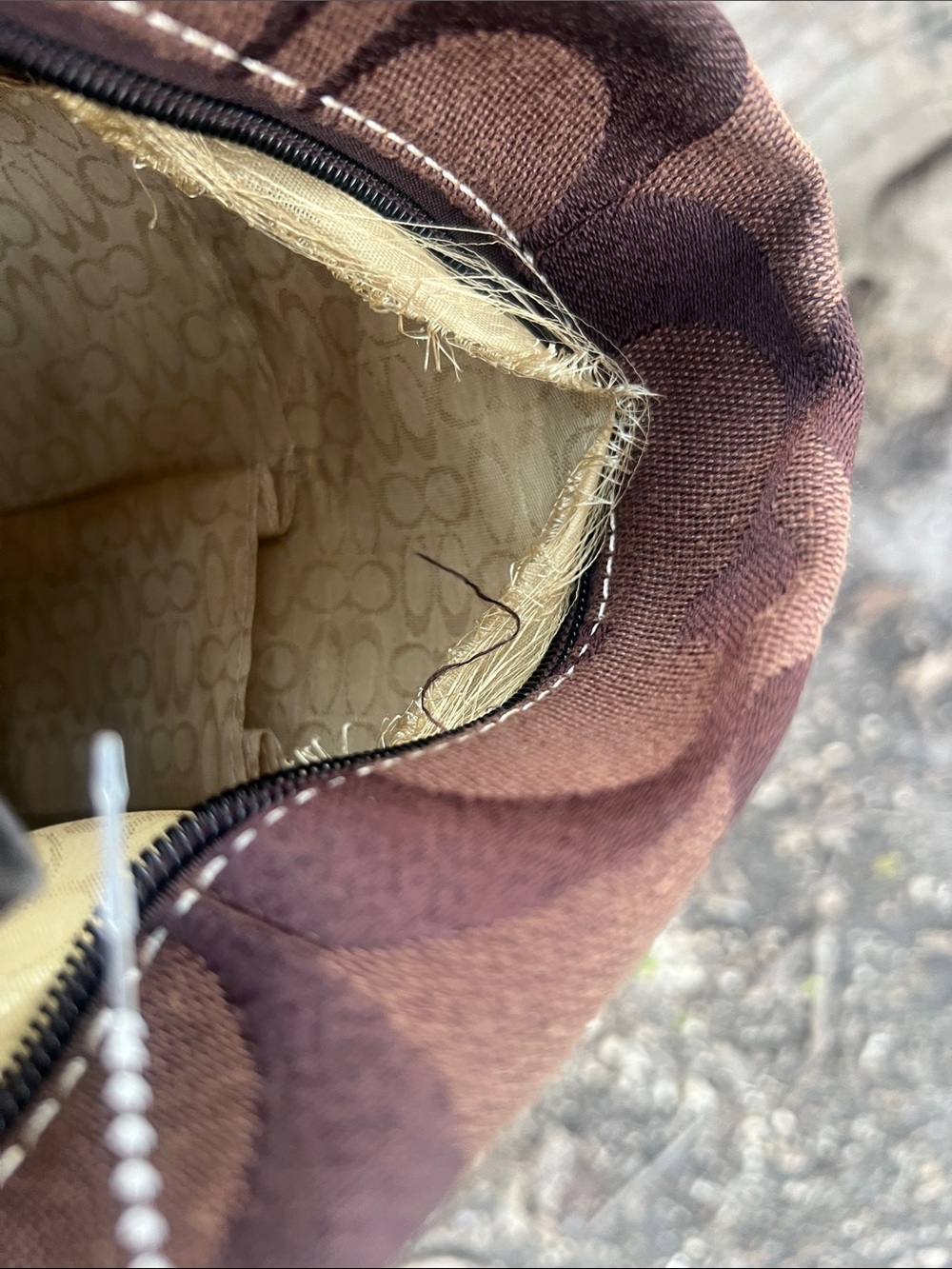 Coach Brown Signature Canvas Shoulder Bag with Dark Chocolate Accents - Picture 5 of 10